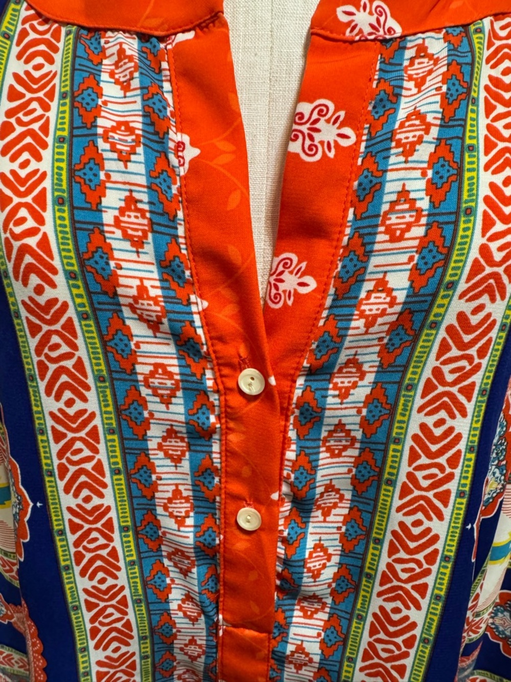 Gibson & Latimer NWT Placement Print Boho Tunic Blouse Size. XL orange Blue - Picture 8 of 13